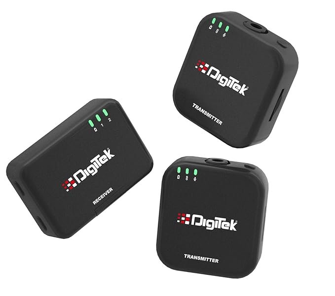 Digitek DWM 101 Mini Wireless Microphone System – 80m Range, TF Card Support, Real-Time Monitoring | For DSLR, PC & Laptop