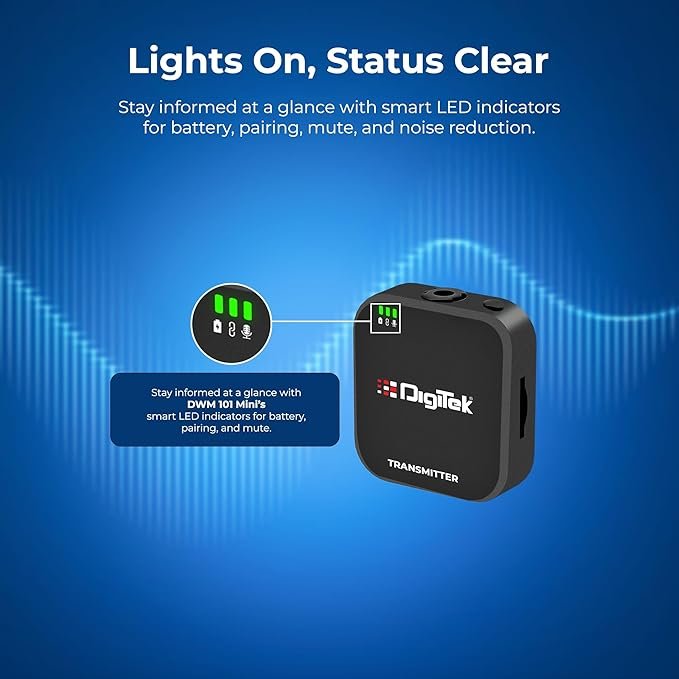 Digitek DWM 101 Mini Wireless Microphone System – 80m Range, TF Card Support, Real-Time Monitoring | For DSLR, PC & Laptop - Image 7
