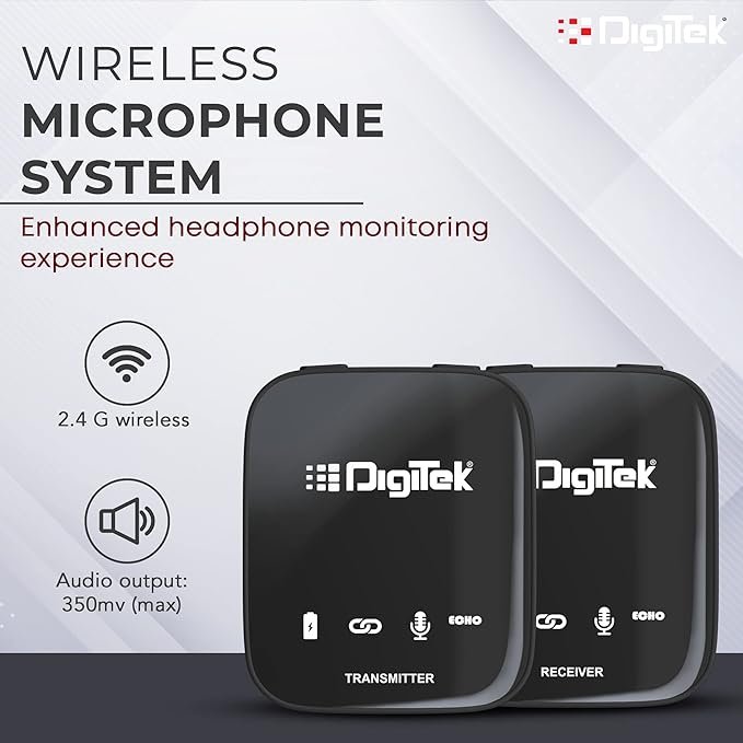 Shop Digitek DWM 101 Wireless Microphone System with ANC Noise Reduction – 12H Battery | For DSLR, Android & iOS - Image 2