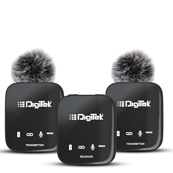 Shop Digitek DWM 101 Wireless Microphone System with ANC Noise Reduction – 12H Battery | For DSLR, Android & iOS