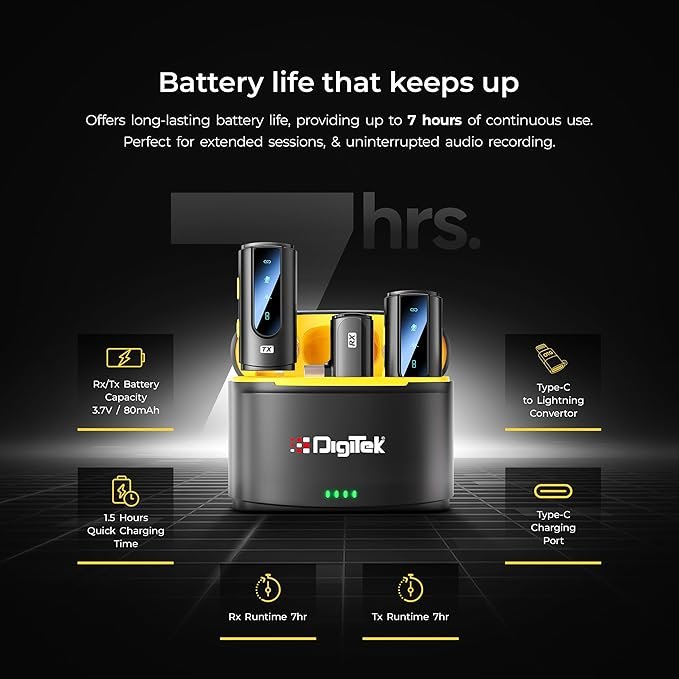 Digitek DWM-112 2-in-1 Wireless Microphone | 50M Range, Noise Reduction, 7Hrs Battery - Image 5
