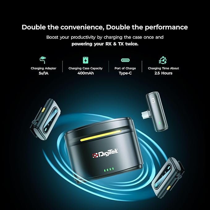 Digitek DWM-112 2-in-1 Wireless Microphone | 50M Range, Noise Reduction, 7Hrs Battery - Image 6