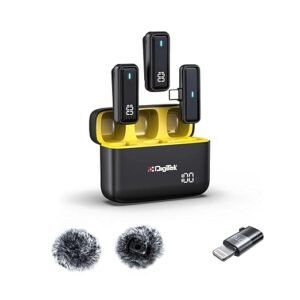 Digitek DWM 105 2-in-1 Wireless Microphone System with ANC – 50m Range, Plug & Play | For Android & iOS