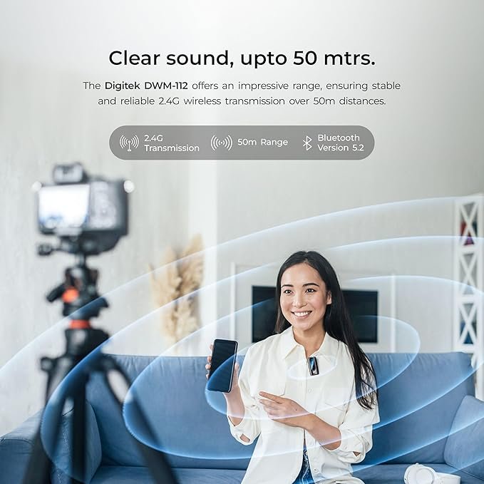 Digitek DWM-112 2-in-1 Wireless Microphone | 50M Range, Noise Reduction, 7Hrs Battery - Image 7