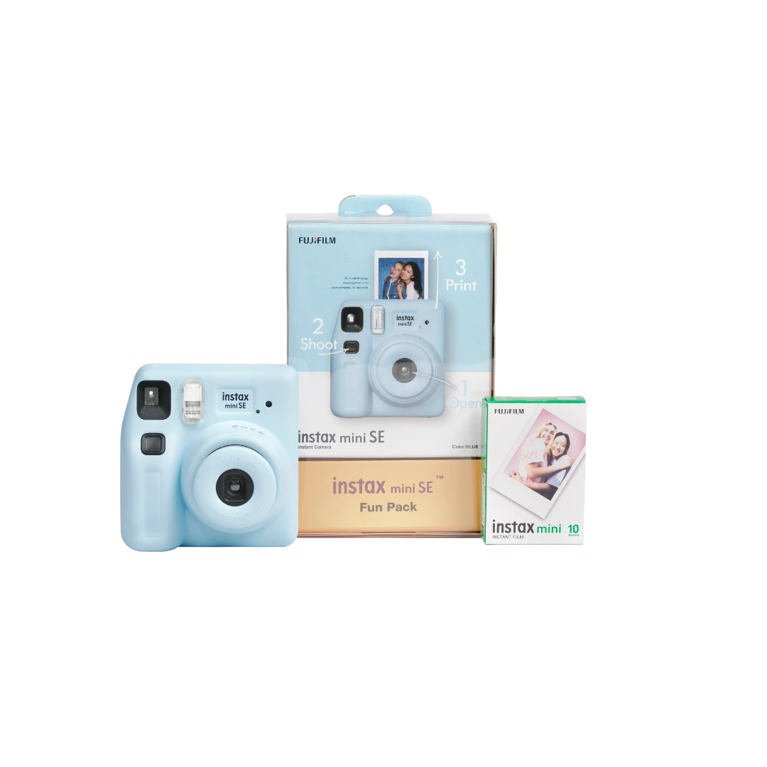 Blue Instax Mini SE Fun Pack Instant Camera